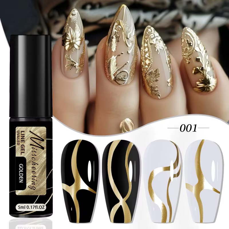 Vernis à ongles gel métallique or et argent, effet miroir chromé, super brillant, gel UV LED semi-pe
