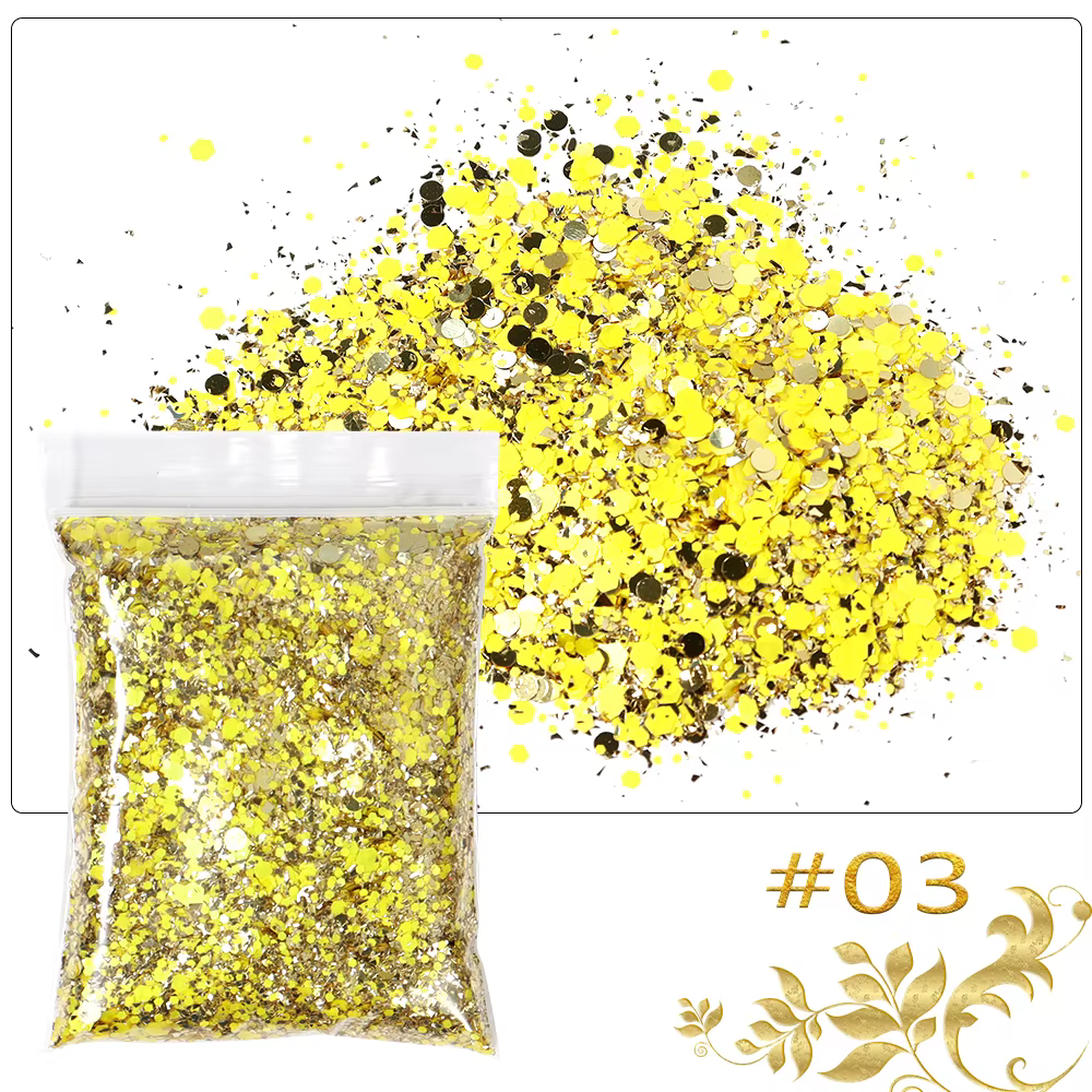 50 g/sac holographique gros paillettes princesse série or cosmétique artisanat paillettes pour résin