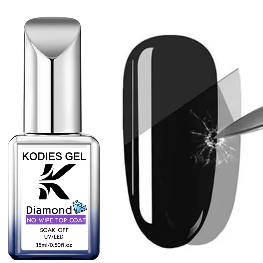 KODIES GEL diamant couche de finition sans lingette Super brillant 15ml HEMA/TPO gratuit Gel vernis