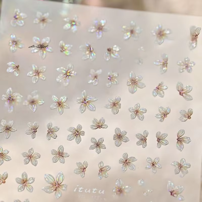 Autocollant pour ongles en forme de fleur à 5 pétales, Mini décalcomanie fraîche de petite couleur, 