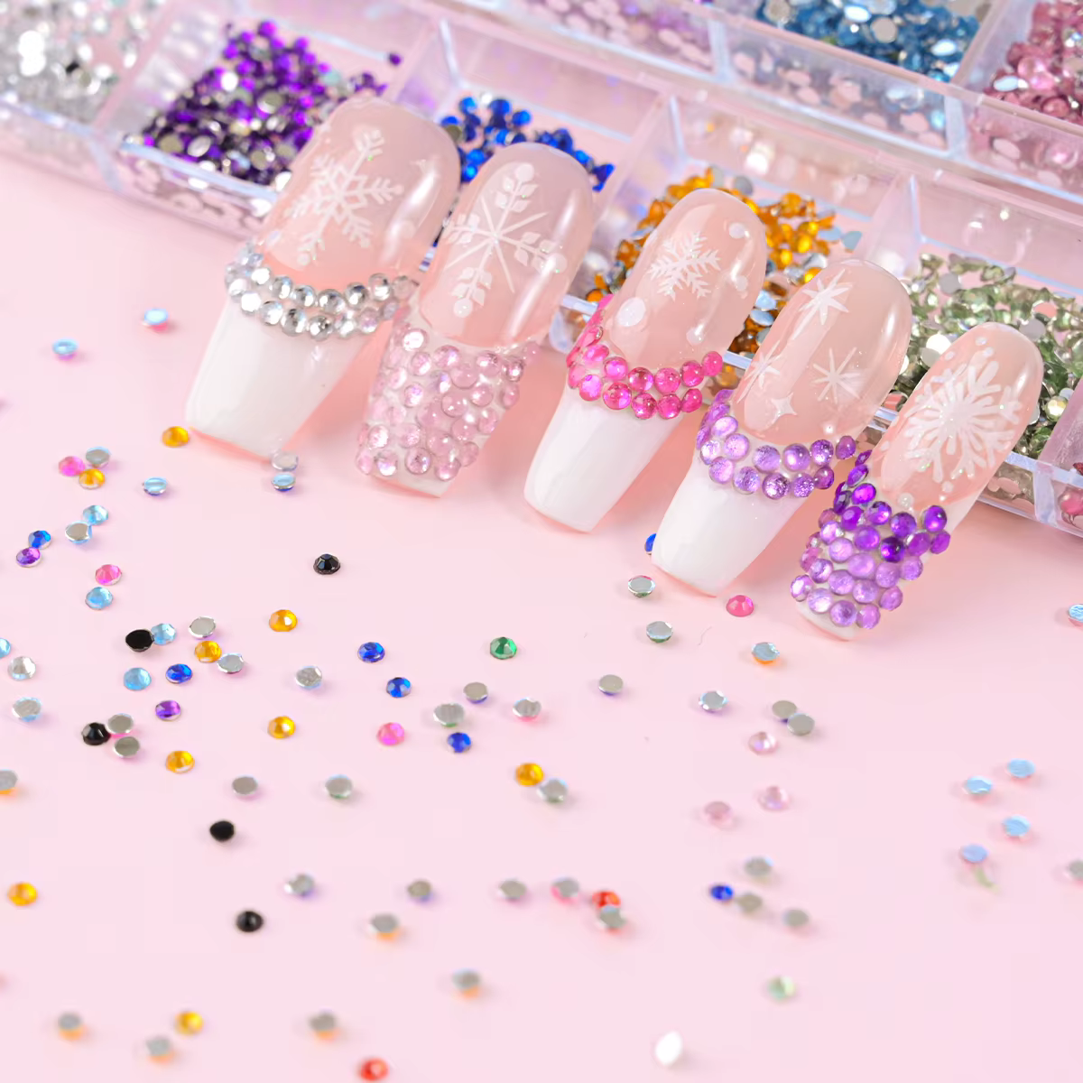 12 couleurs/ensemble 2mm strass ongles Art accessoires 3D acrylique Non correcteurs bricolage décora