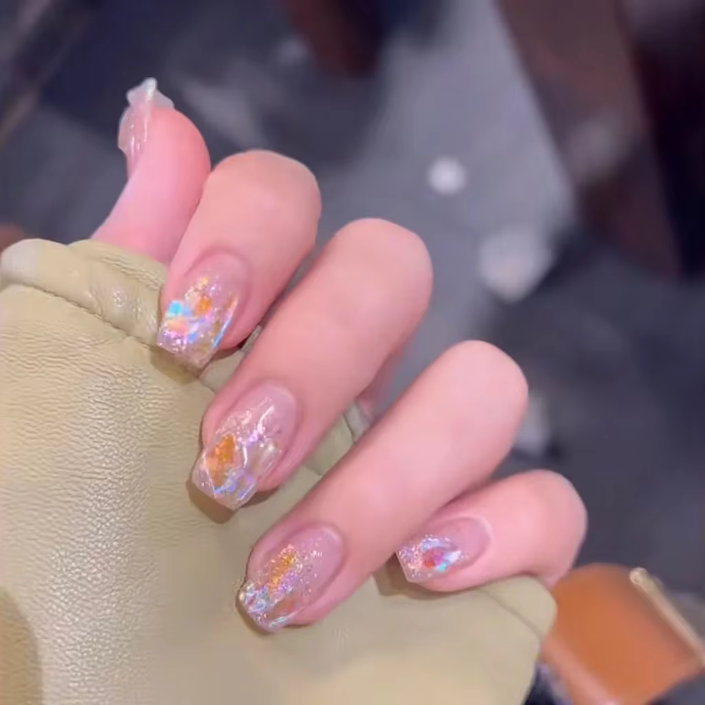 Blingbling Nail Art Glace Transparent Aurora Diamant Rêve Fée Faux Ongles Ongle Artificiel pour Fill