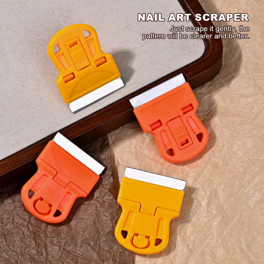 Grattoir pour Nail Art, tampon de manucure français avec grattoir, pelle de nettoyage amovible, auto