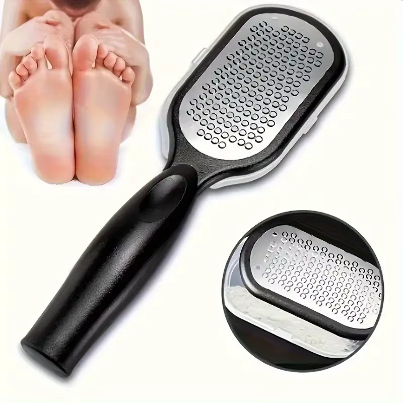 Lime à pied en acier inoxydable – Lime ergonomique anti-éclaboussures avec grain grossier/fin, durab