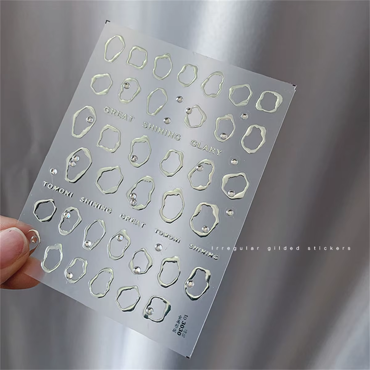 1 pièces 5D strass or argent motif irrégulier autocollant pour ongles conception Simple adhésif curs