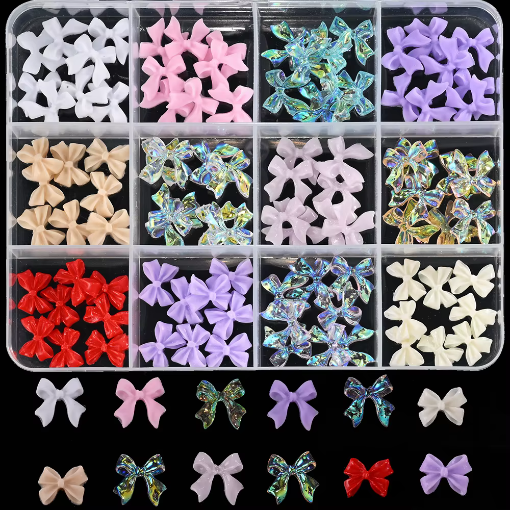 12 grilles 3D camélia Rose fleur Nail Art breloques mixte Floral papillon perle ongles décorations p
