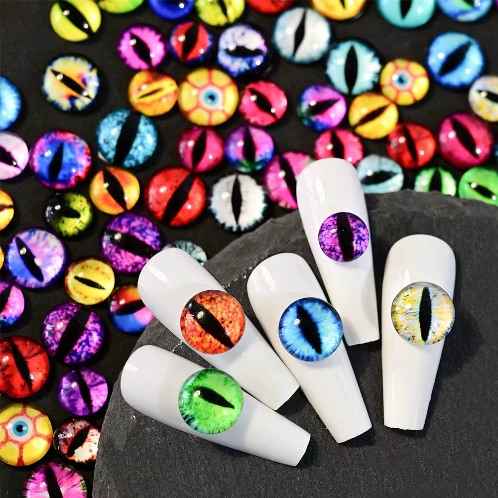 20/50 pièces 3D cristal oeil d'animal perles breloques pour ongles 6/8/10mm mixte Dragon globe ocula