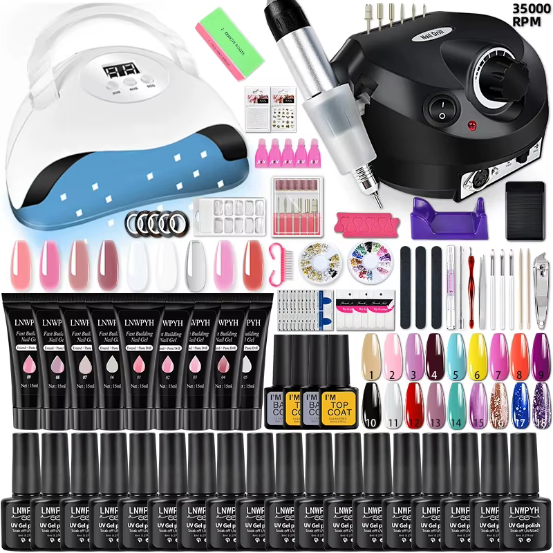 Kit d'ongles et perceuse de manucure, ensemble de vernis à ongles Gel, lampe UV LED, sèche-ongles, m