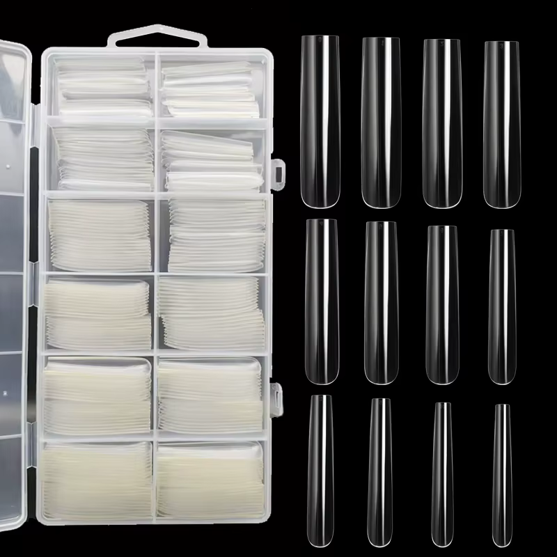Extra Long carré couverture complète ongles conseils 240 pièces clair couverture complète faux ongle