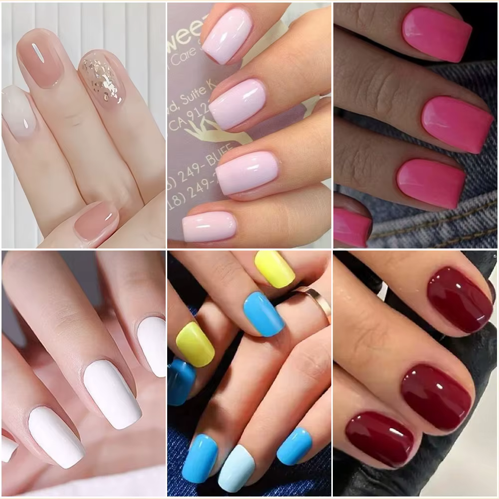 576 pièces/boîte faux ongles colorés noir rouge Design faux ongles ovale court carré presse sur faux