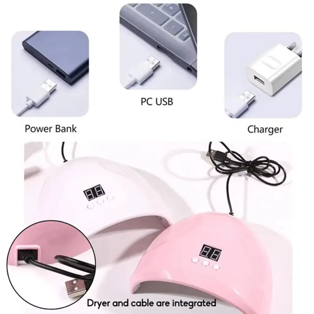 Machine de photothérapie des ongles USB lampe à ongles 12 LED UV polymérisation de la lumière 36W ve