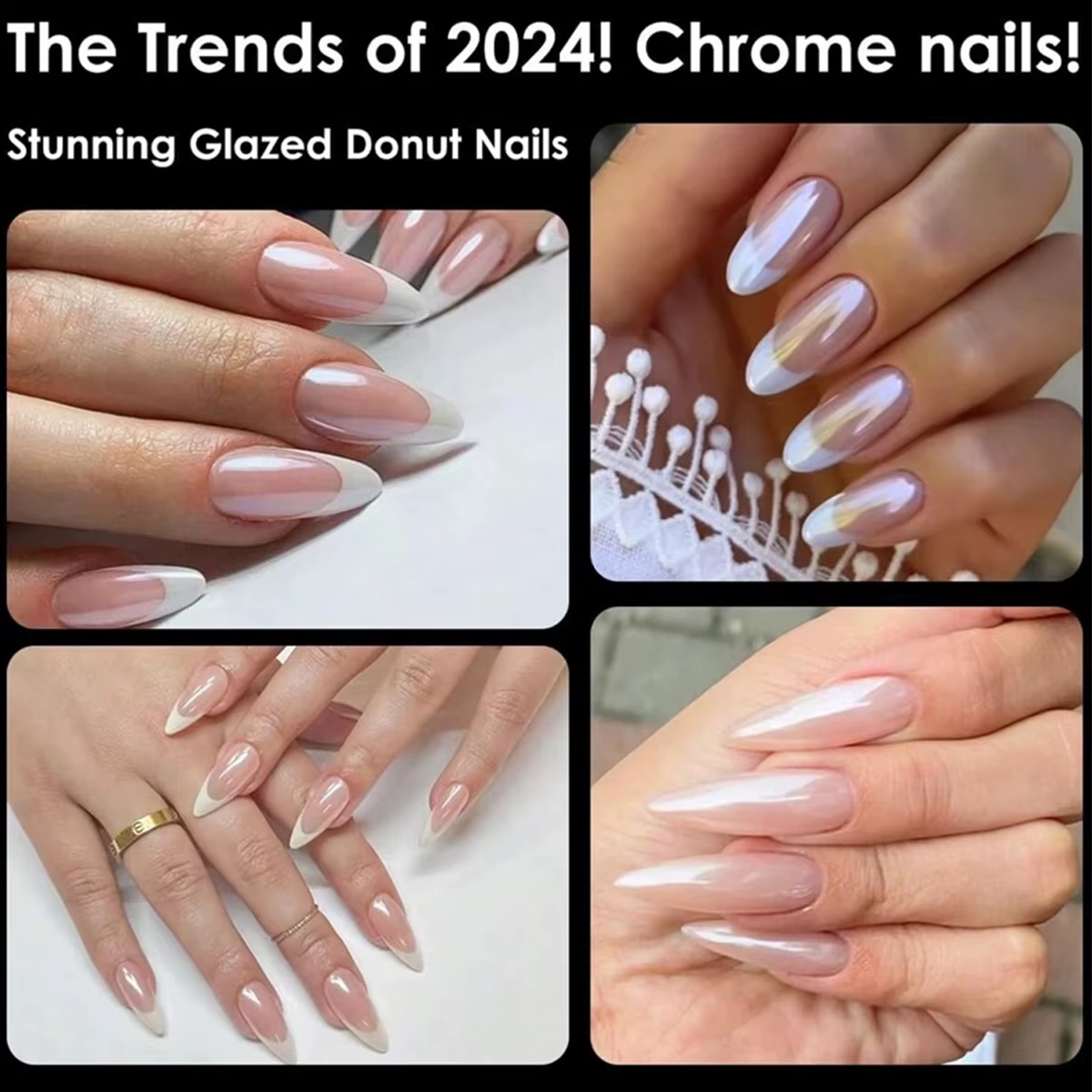 Poudre à ongles chromée pour Nail Art, glace transparente Aurora, haute brillance, perle arc-en-ciel