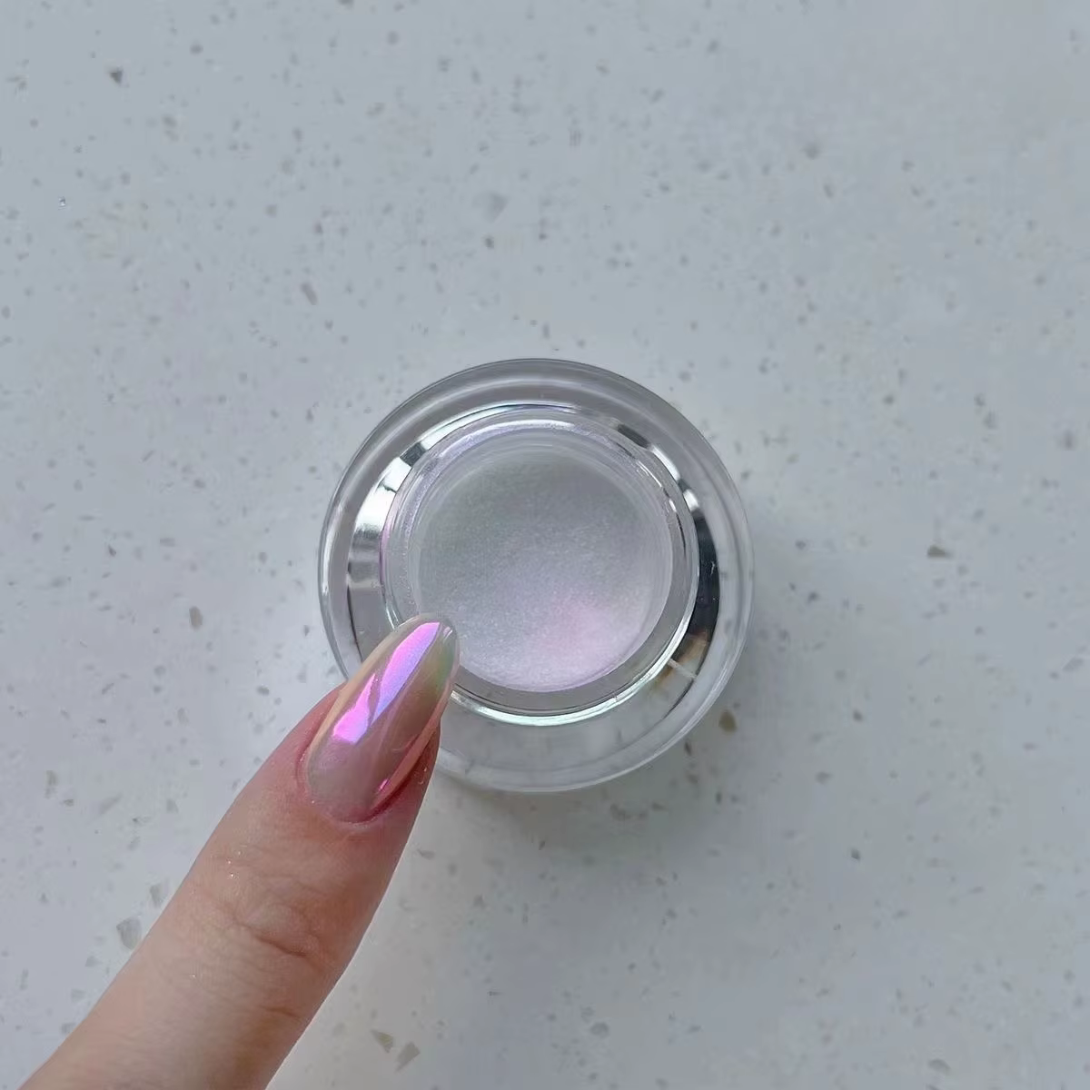 Aurora Pearl White N64.Glitter Dust, Chrome Moonlight Magic, Frotter sur la poudre, Shell, Mirror Pi