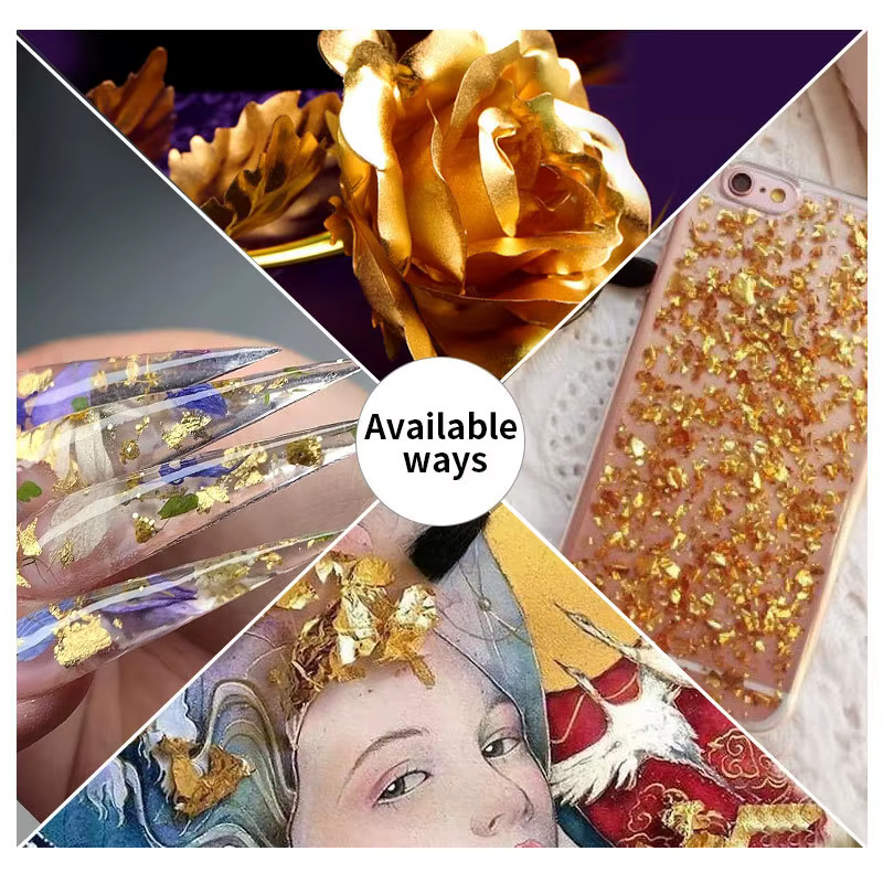 1 boîte de papier feuille d'or flocons pour Nail Art, paillettes, résine époxy, remplissage, feuille