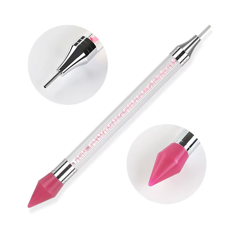 Stylo de cire blanc à double tête pour Nail Art, avec embellissement de diamant et sélecteur de stra