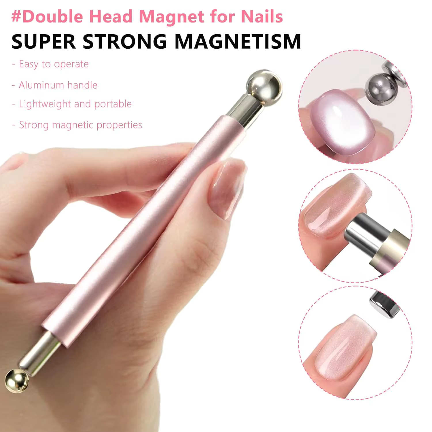 Boule magnétique œil de chat avec bâton magnétique pour ongles, ensemble d'outils, stylo magnétique