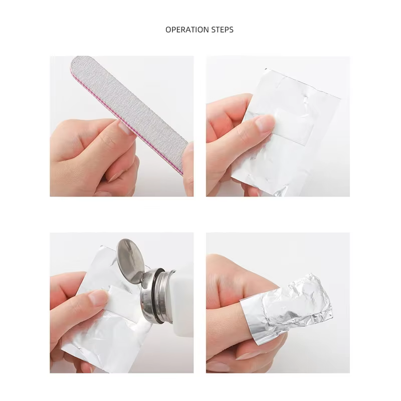 100 pièces sac feuille d'aluminium Nail Art tremper le vernis à ongles enlèvement enveloppes serviet