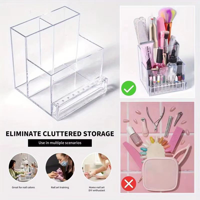 Présentoir de forets à ongles, boîte d'exposition transparente, organisateur de maquillage Transpare