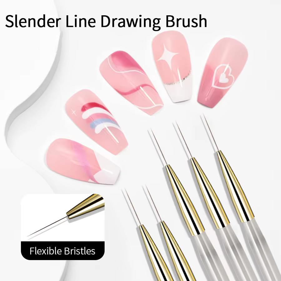 RSNACanon-Pinceaux à Ongles pour Nail Art, Stylo de Peinture à Rayures Françaises, Long Dessin Mince