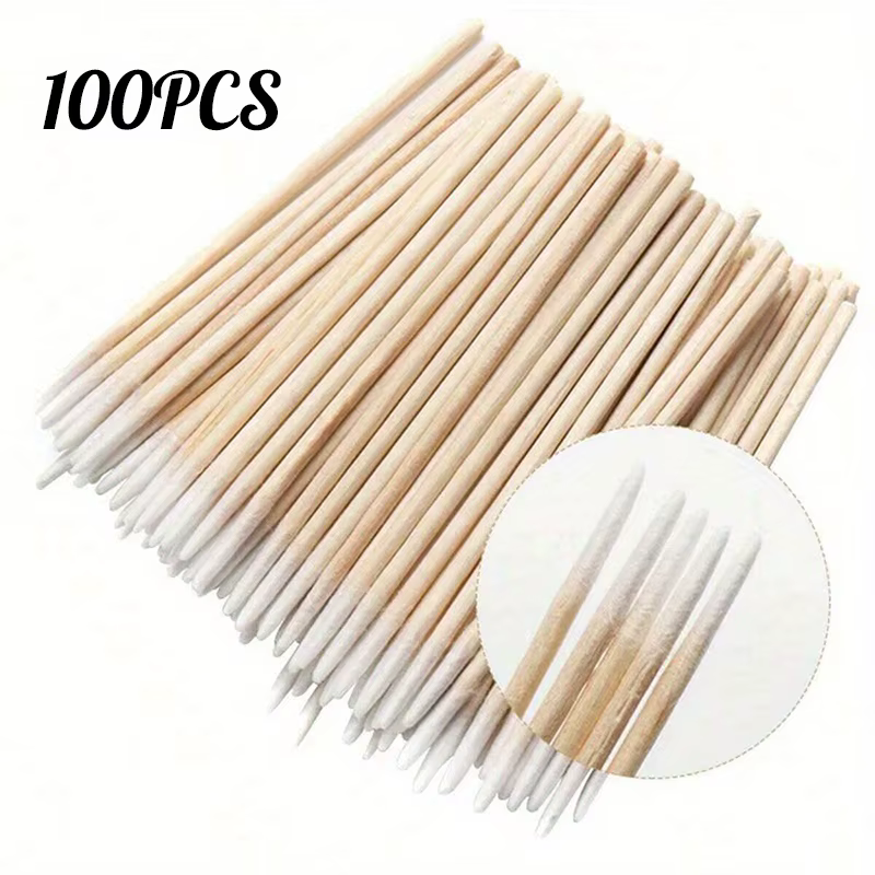 Coton-tige en bois pour ongles, 100 à 500 pièces, bâtons propres, pointe de bourgeon, tête en coton