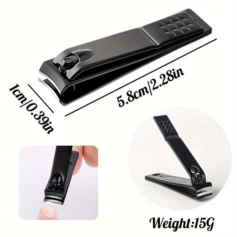 Coupe-ongles noir en acier inoxydable, 4 pièces, avec lime en verre nano, ensemble d'outils de manuc