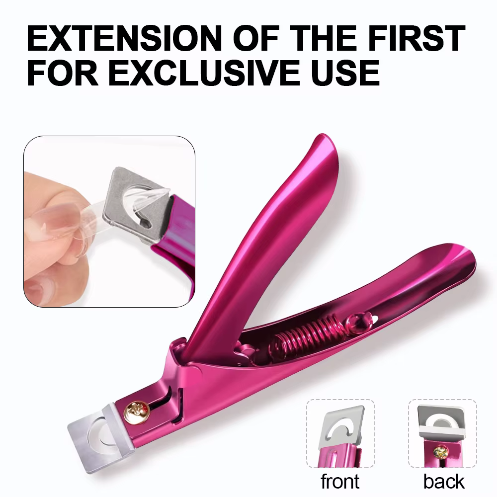 Coupe-ongles professionnel en acrylique en forme de U, coupe droite en acier inoxydable avec 12 aima