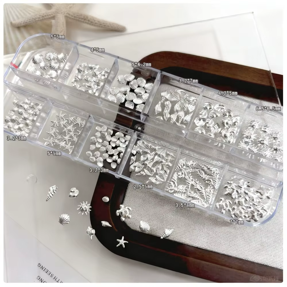 Breloques d'été pour ongles, décorations 3D en métal en forme de petites coquillages, étoiles de mer