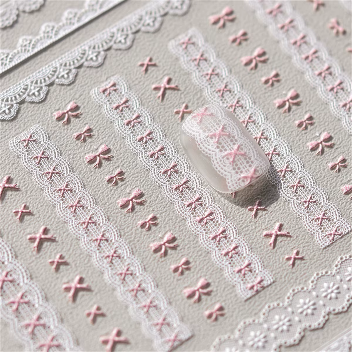 Autocollants pour Nail Art en dentelle, Relief 5D Kawaii, treillis japonais doux et Cool, décalcoman