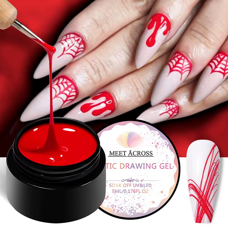 Vernis à ongles Gel dessin araignée, 5ml, tout pour manucure, fil noir et blanc, peinture UV, fourni