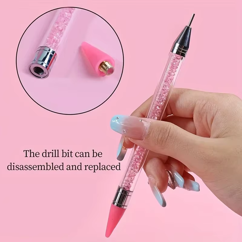 Brosse à ongles pour manucure, stylo à Double tête, stylo à pointe de peinture à points, cueilleur d