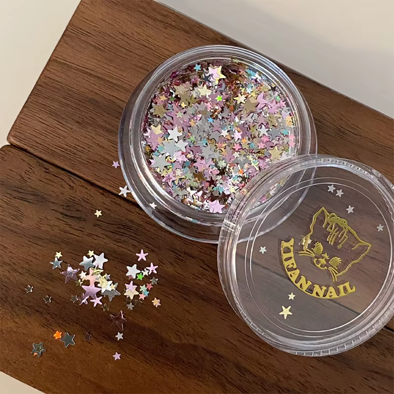 1 boîte de paillettes étoiles pour ongles, paillettes 3D charmantes, couleurs mélangées, paillettes 