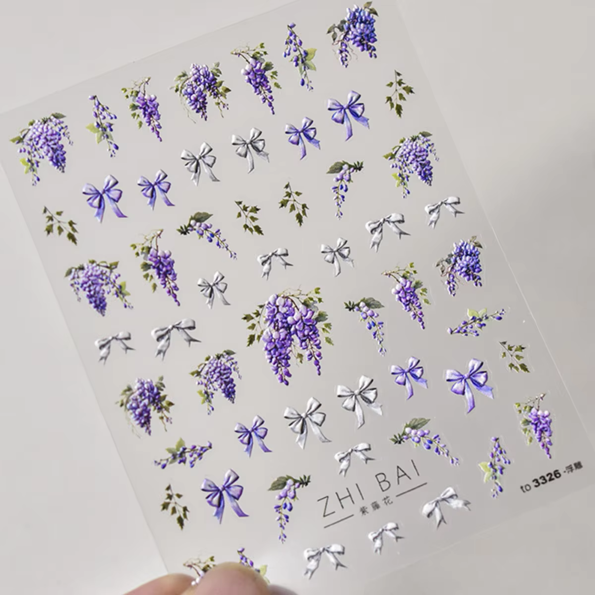 Autocollants 5D de fleurs de glycine violette pour nail art, 1 pièce, adhésif de transfert, décorati
