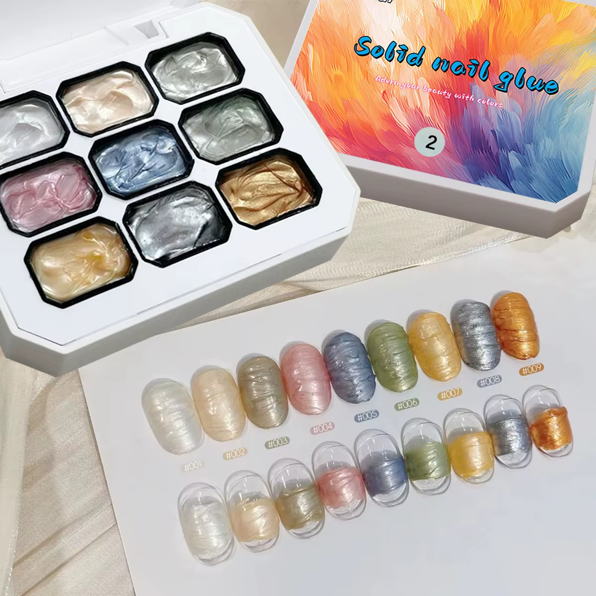 1 pièce, 9 couleurs, gel vernis à ongles solide effet nacré brillant, populaire, semi-permanent, lon