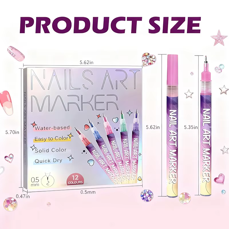 Stylos créatifs pour la décoration des ongles en 3D - 12 couleurs, peinture acrylique à séchage rapi