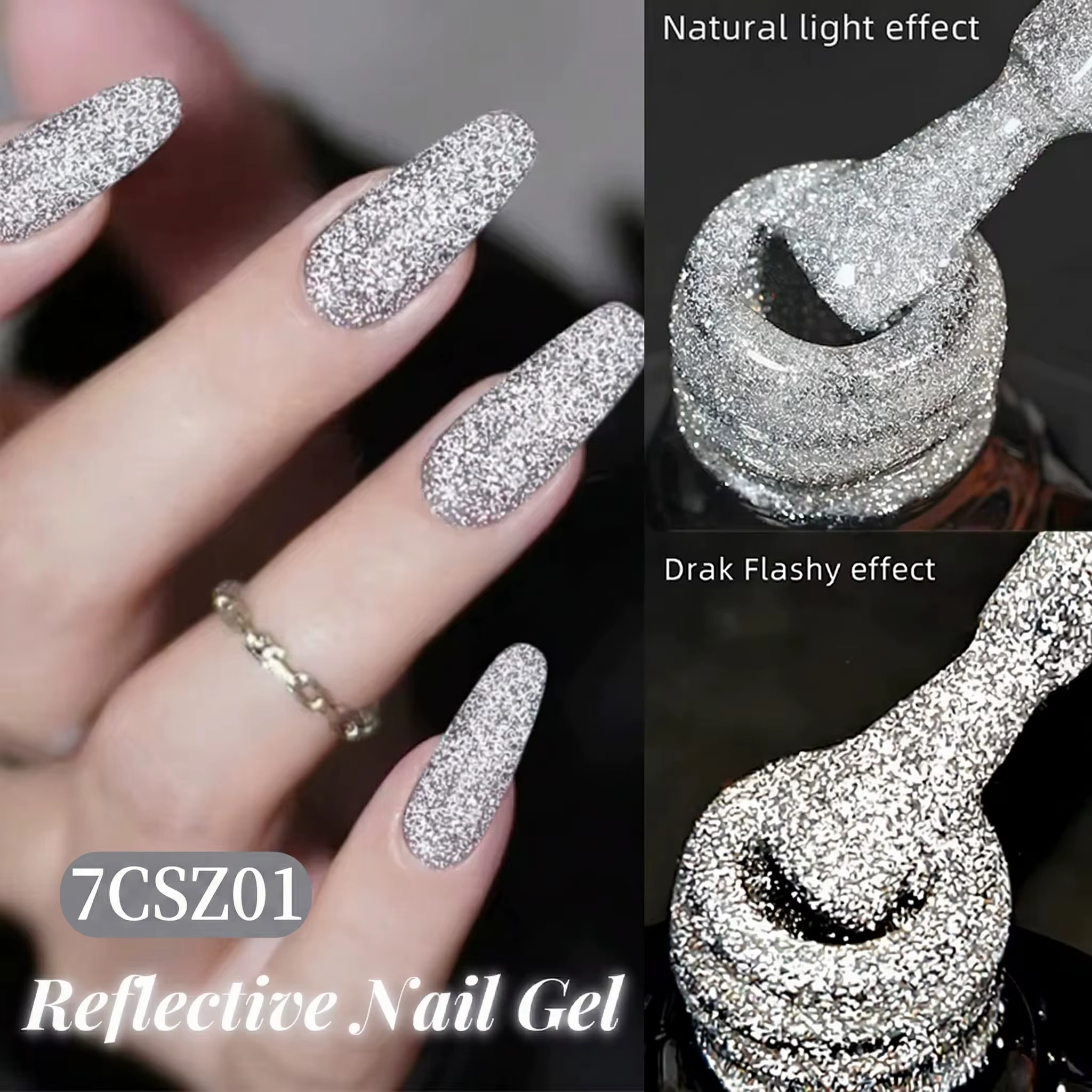 Heimat Frisch 7ml Gel à ongles argenté scintillant — Éclat éblouissant et brillance argentée glamour