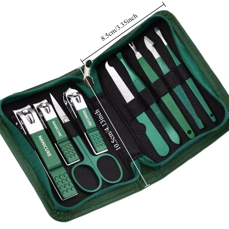 Ensemble de manucure avec étui en cuir, Kits professionnels d'outils de soins des pieds et du visage