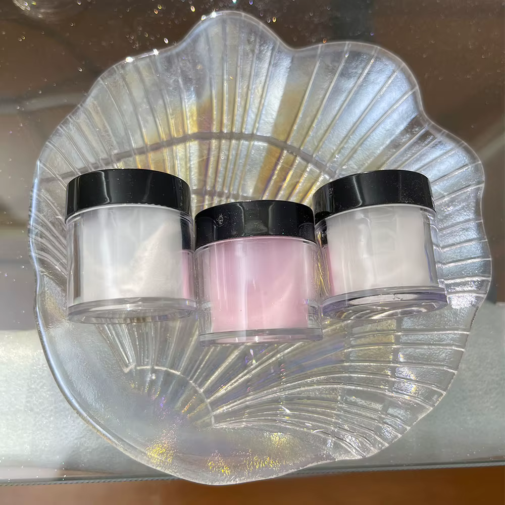 Poudre à ongles acrylique transparente/rose/blanc, 3 couleurs, poudre polymère cristal sculptée, ver