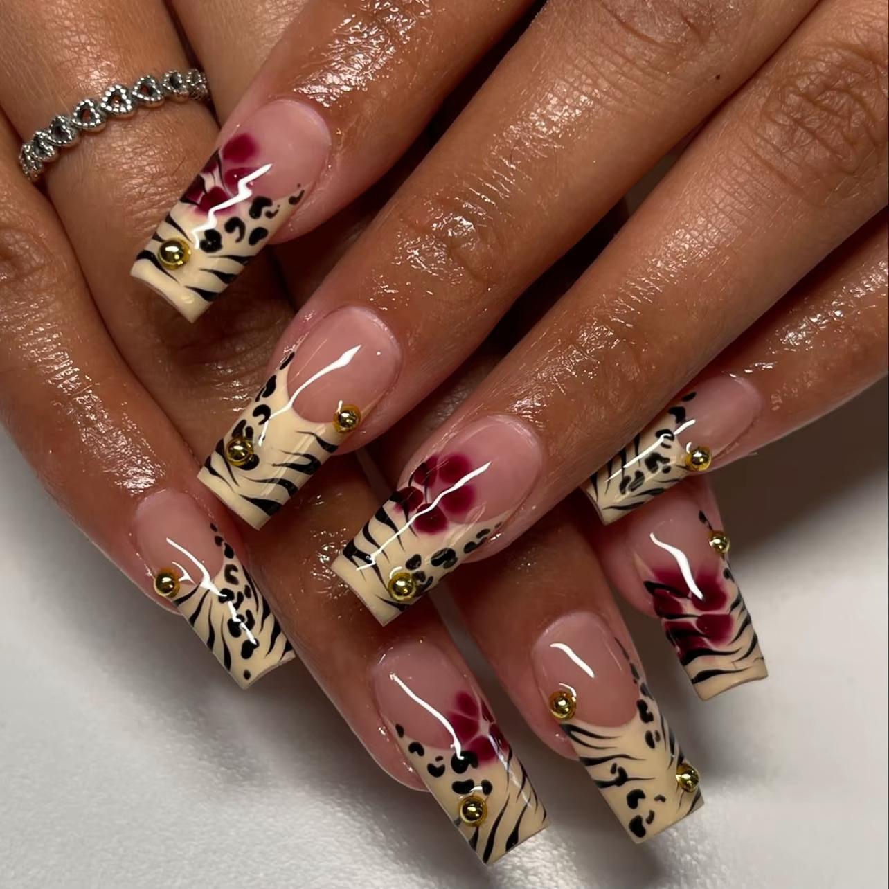 24 pièces papillon bâton sur ongles ensembles paillettes bleu Long cercueil faux ongles Art Simple f