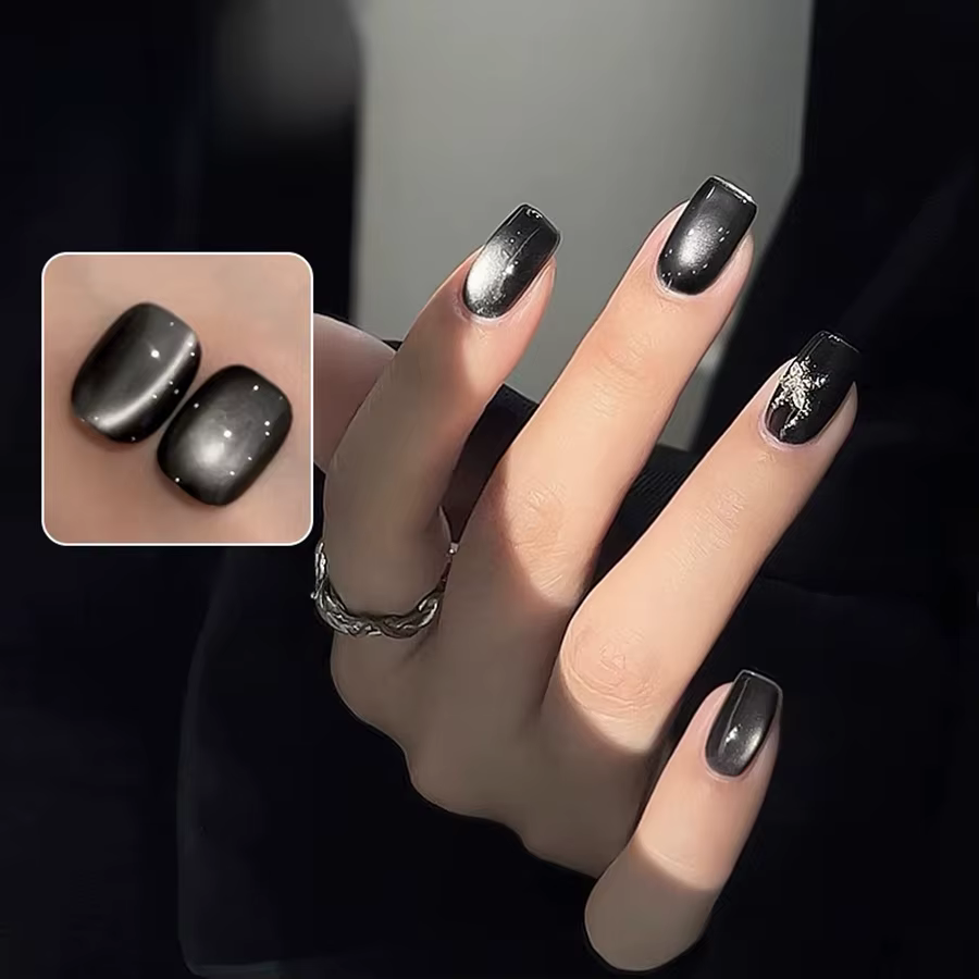 1-24 pièces WS Style japonais verre noir chat Gel magnétique vernis à ongles Nail Art manucure Varni