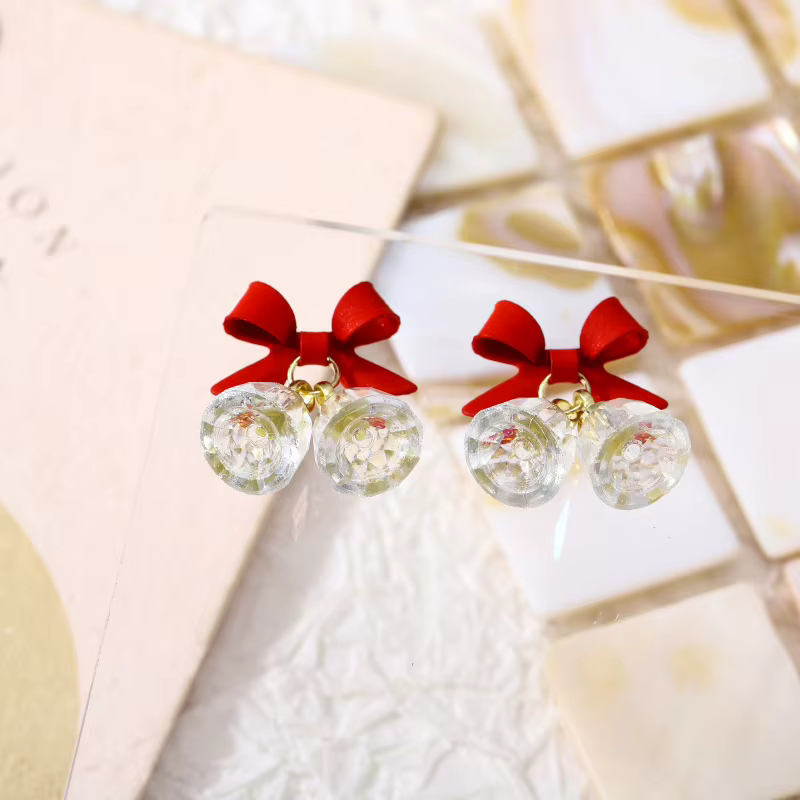 Nœud papillon de noël pour Nail Art, symphonie, cloche en cristal, strass transparents pour ongles