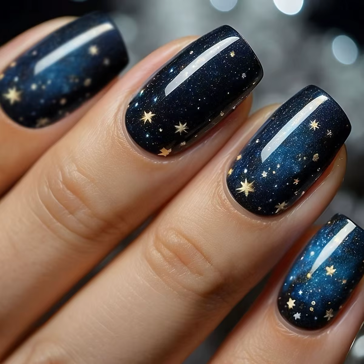 Été chérie ongles faits à la main presse Ons cercueil court faux ongles étoiles de rêve lune presse 