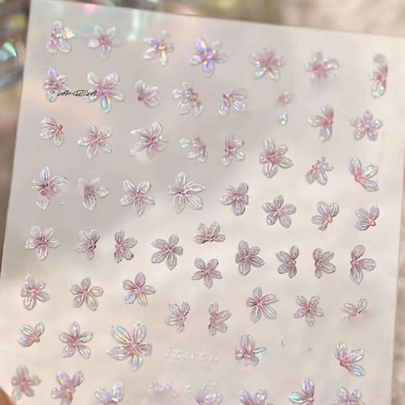 Autocollant pour ongles en forme de fleur à 5 pétales, Mini décalcomanie fraîche de petite couleur, 