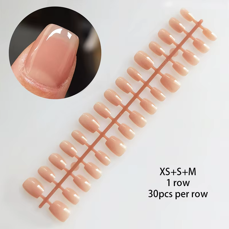 Faux Ongles Dégradés N64.French Blush Nude, Imperméables, Cercueil Moyen, Pression sur N64.Tips Mani