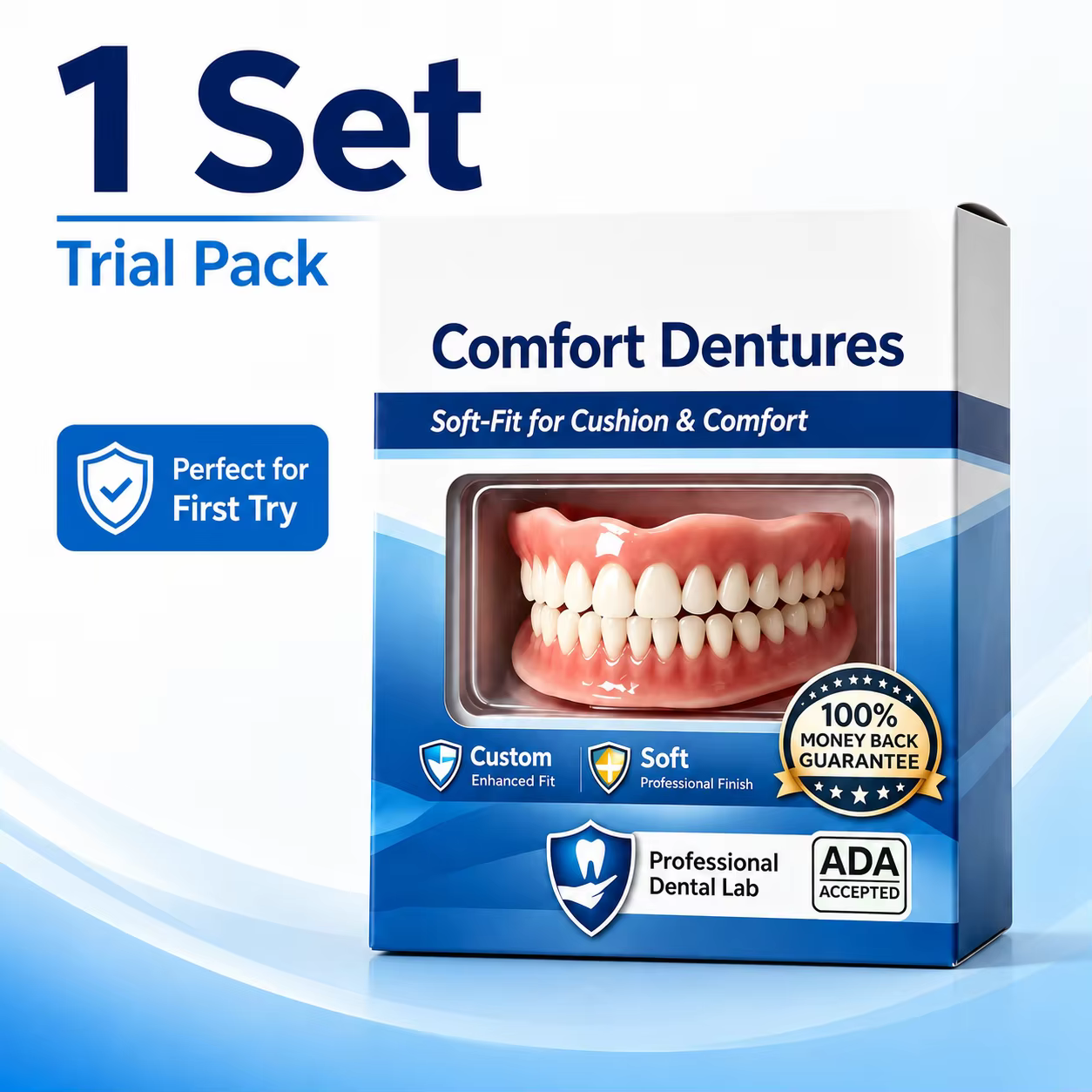 Dents artificielles, prothèses dentaires instantanées, solution naturelle pour les dents manquantes,
