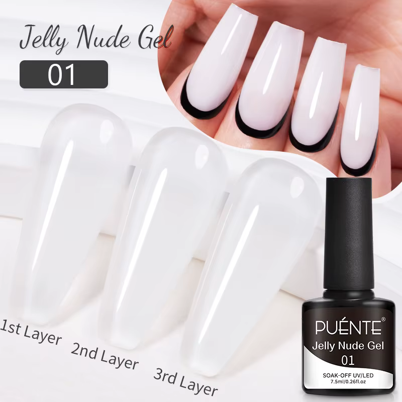 PUENTE gelée ongles Gel 7.5ML Semi-transparent couleur rose nu Gel vernis tremper UV vernis à ongles