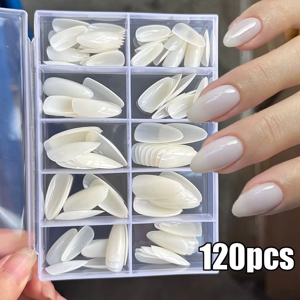 576 pièces/boîte coloré Long cercueil faux ongles brillant doux Gel français ongles conseils Simple