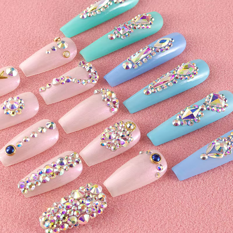1440 pièces/sac AB/clair rond Mini diamant à ongles SS3-SS20(1.3-4mm) FlatBack Non correcteur crista