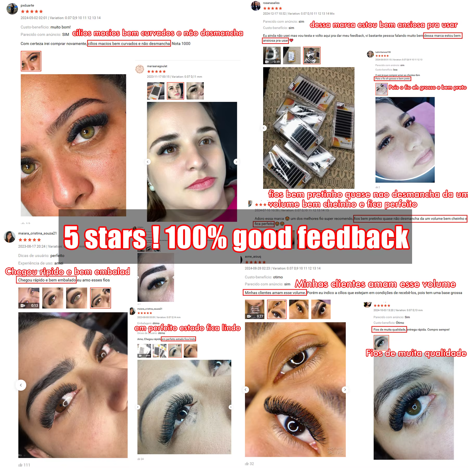LAKANAKU 6 plateaux 6D W en forme d'extensions de cils Volume Egipcio complet Cilios naturel Fio 6w