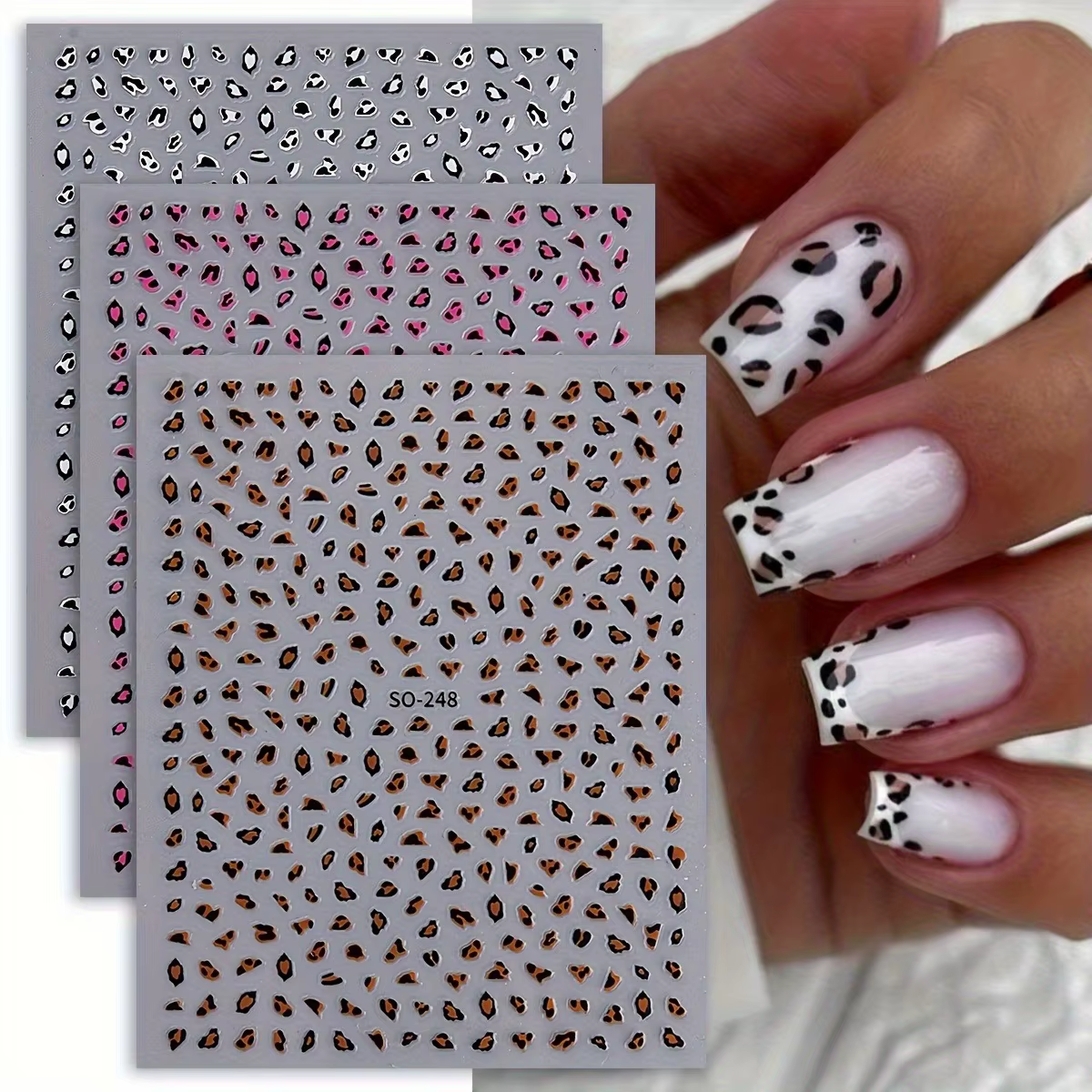 Meilad – autocollants pour ongles imprimés léopard, faciles à appliquer pour la décoration des ongle
