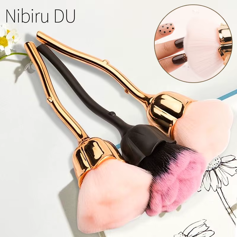 Brosse douce en forme de Rose pour manucure, brosse anti-poussière pour Nail Art, vernis Gel, nettoy